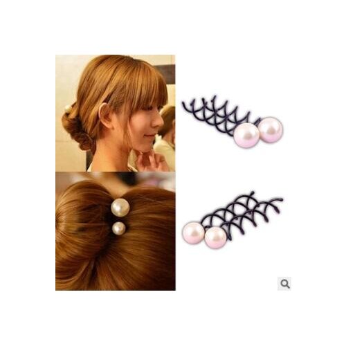 Beautiful 2 Size Pearl Spiral Metallic Hair Clips Sliver Buds Fixation Hairpin Hair Care & Styling Tools HA057