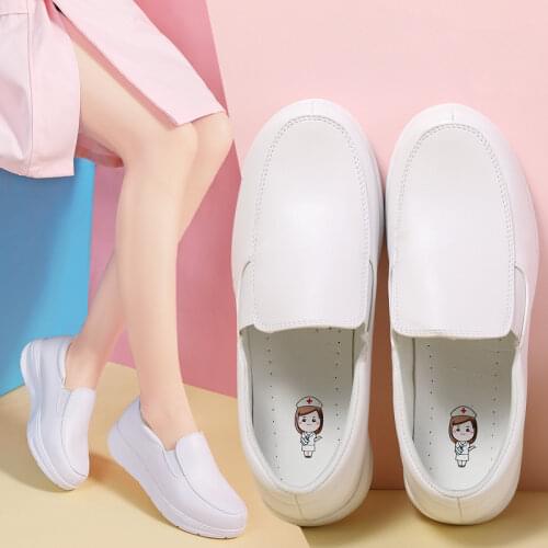 White Nurse Shoes for Women PU Waterproof Chunky Sneakers Walking Shoes Comfortable Black Platform Casual Footwear