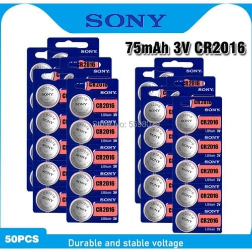 50Pcs Sony CR2016 3V Lithium Battery DL2016 ECR2016 LM2016 BR2016 CR 2016 li-ion Button cell Coin Batteries For watch toys
