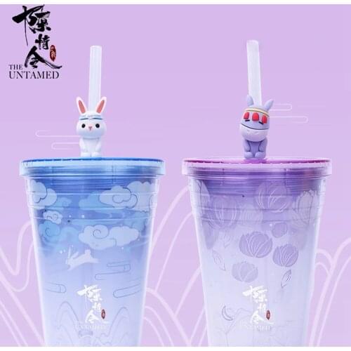 Mao Dao Zu Shi Grandmaster of Demonic Cultivation Lan Wangji Cute Rabbit Straw Drinking Cup Water Bottles Cartoon Student Gifts