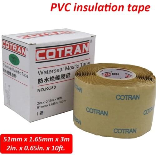 Cotran Waterseal Mastic Tape PVC electrical insulation tape Model KC80 2in x 0.65in x 10ft waterproof flame retardant