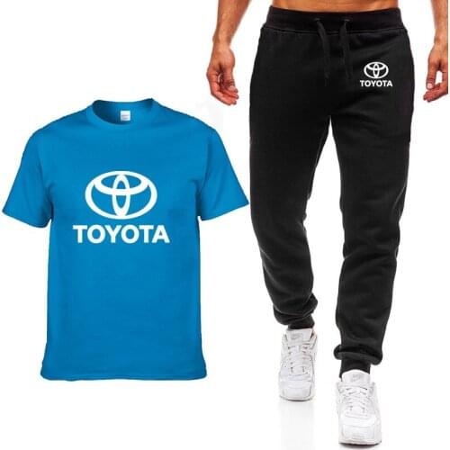2021 Summer Men t-shirt and pants Suit for Toyota Car Logo Printed Comfortable high quality Cotton Men T-Shirt Pants Suit 2Pcs X