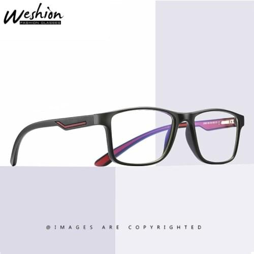 2020 Men Anti Blue Ray Glasses TR Rectangle Frame Blue Light Blocking Computer Glasses Anti Reflect Lenses Prescription Glasses