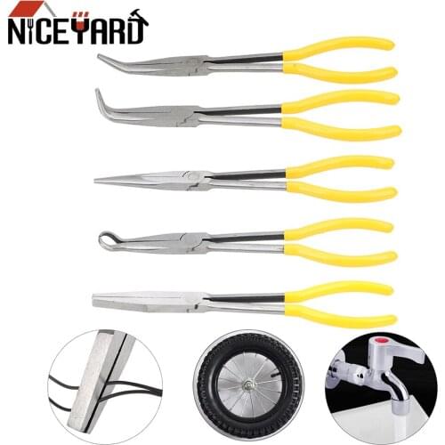 NICEYARD Extra Long Nose Pliers Straight Bent Tip Mechanic Equipment Hand Tools