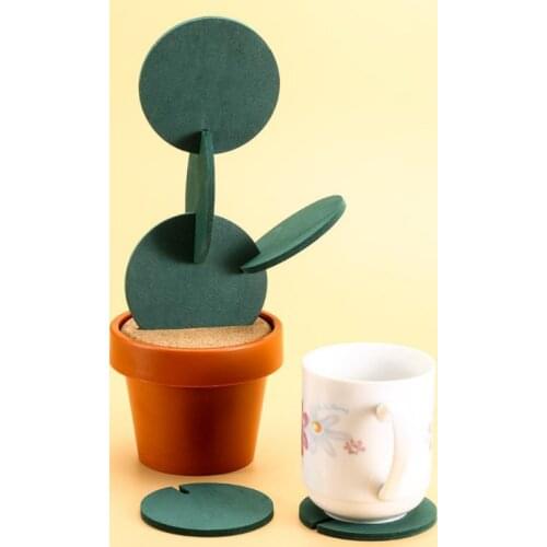 Creative Cactus Coaster Round Tea Mat Coffee Cup Pad Non-slip Coaster Insulated Drink Mat DIY Home Tableware