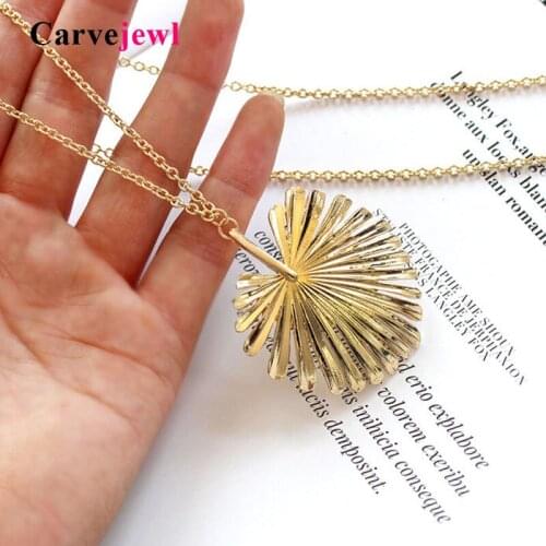 Carvejewl 2019 New Arrival Female sector leaf Pendant Necklace Korean simple metal ethnic long necklace for women girl jewelry