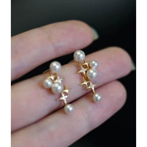 New Simple Pearl Pendant Earrings Fashion Ladies Jewelry Gift For Woman 2021 New Wedding Party Girls Golden Star Earrings