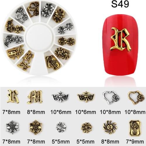 NZIQUAN 20 Pieces 3D Graphics Metal Nail Art Decoration Multi-shape DIY Accessories Nail Drill Decoration Accessories