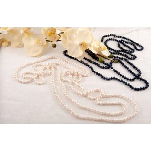 200CM Super Long White Color Natural Freshwater Pearl Necklace, Real Pearl Jewelry, Sweater Necklace 10pcs/lot