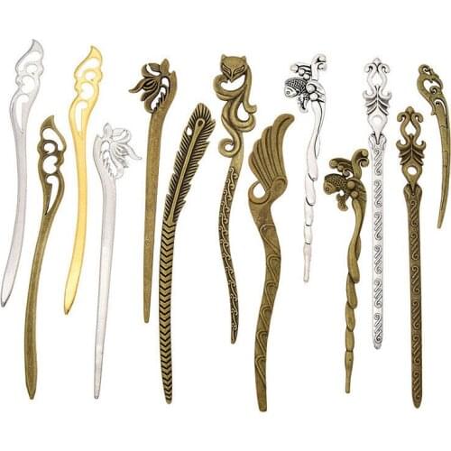 1 Pcs Retro Ethnic Women Metal Handmade Carved Chopstick Hair Stick Pin Wood Hair Stick Fashion Hair Accessories