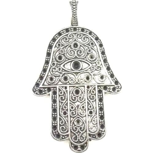 2pcs Hamsa Hand Charm 73*42mm With Eye Big Flowers Hand Charms Large Hollow Flowers Lufthansa Hamsa Hand Charms