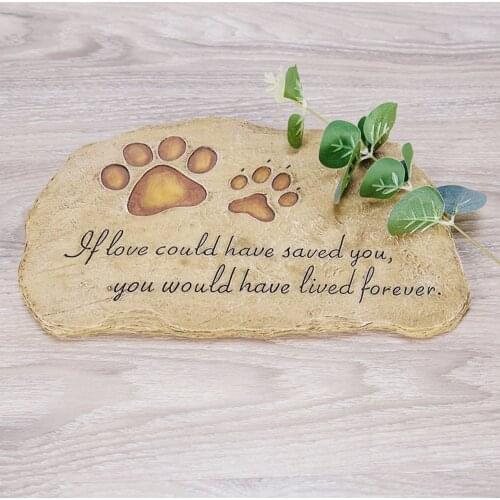 Resin Pet Memorial Stone Outdoor Dog Grave Marker Puppy Tombstone Headstone