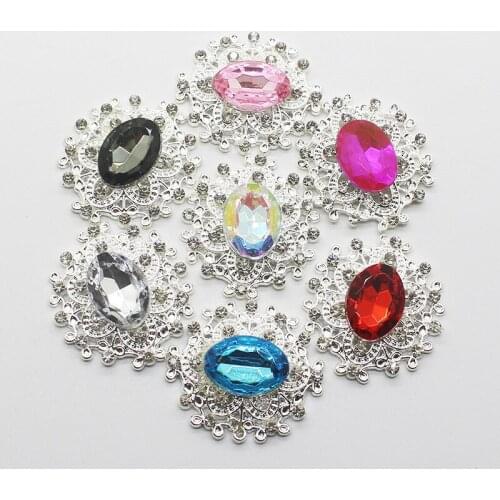 2pcs/lot 26*24mm Flat Back Retro Rhinestone Buckle Jewelry Accessories DIY Craft Decoration Materials Dress Accessories