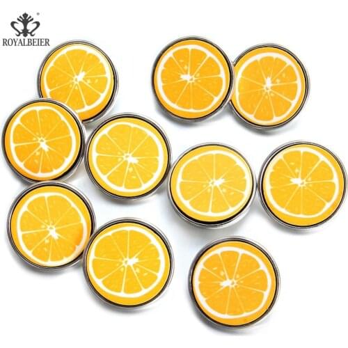 ROYALBEIER 10pcs/lot Cute Smiley Cartoon Pattern Charm 20mm Round Snap Buttons Fit Snap Earrings Bracelet Beads for Jewelry