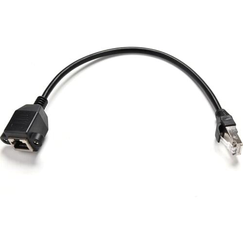 1PCS Panel Mount Ethernet LAN RJ45 Network Extension Cable practical Black Male to Female Screw high quality new hot selling
