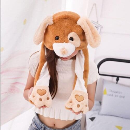 Women Moving Hat Rabbit Ears Plush Sweet Cute Airbag Cap Cartoon Plush Doll Toy Hat Children Gift Cosplay Hat