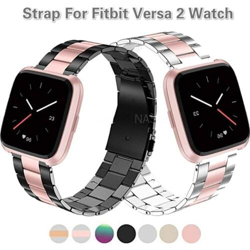 Replacement Band For Fitbit Versa/Versa 2 Stainless Steel Wrist Strap Watch Bracelet For Fitbit Versa Lite Metal Strap