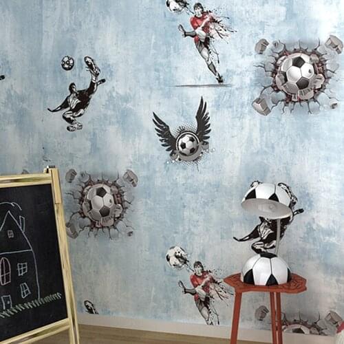 Modern Teenager Room Decoration Home Wallpapers Cartooon Football Wall Paper Roll for Kids Boy Room Walls tapeta do pokoju