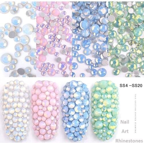 Nail Art Rhinestone Opal Mixed Size(SS4-SS20) Decorations Glitter Crystal Colorful Glass Gems 3D Manicure Accessory Tools