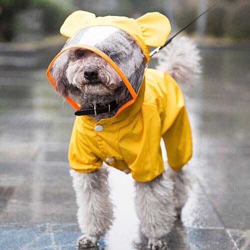 Cute Dog Raincoat Small Dog Clothes Reflective Dog Waterproof Clothes Rain Coat for Teddy Schnauzer Waterproof Puppy Coat