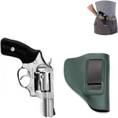 Tactical Revolver Gun Holster Leather Universal Revolver Case Carry Airsoft Hunting Concealed Belt Gun Pistol Carrier