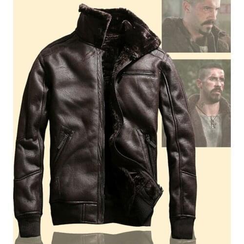 Russian Style Warm Mens Faux Fur Leather Jacket Shearling Coats Flight Mens Fur Leather Coats Velvet Overcoats Male 2020 A913