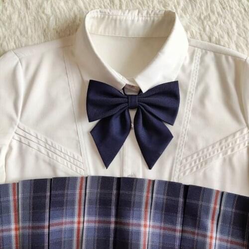Violet Blue Big Feather Root JK Uniform Solid Color Bow Tie Female College Style Student School Uniform Shirt Sailor Suit Bow
