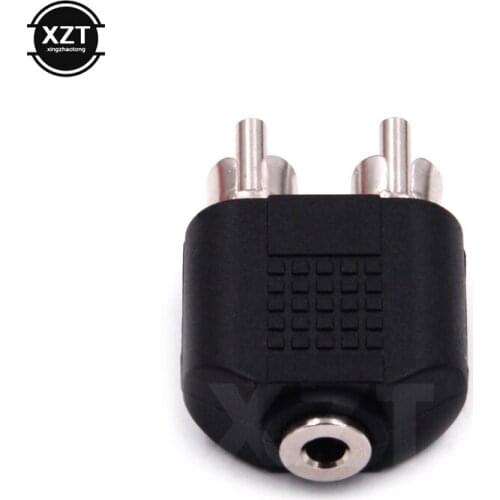 AT 5PCS AUX to 2 RCA Audio 3.5mm Stereo Brand New Adapter Splitter Connector Female TO Male high quality for CD players stereos