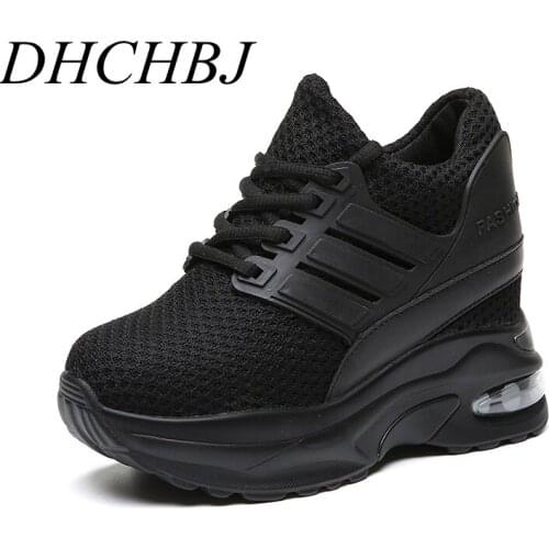 Women Sneakers Fashion Heels Women Height Increasing Breathable Lace-Up Wedges Sneakers Platform Shoes Woman Casual Shoes
