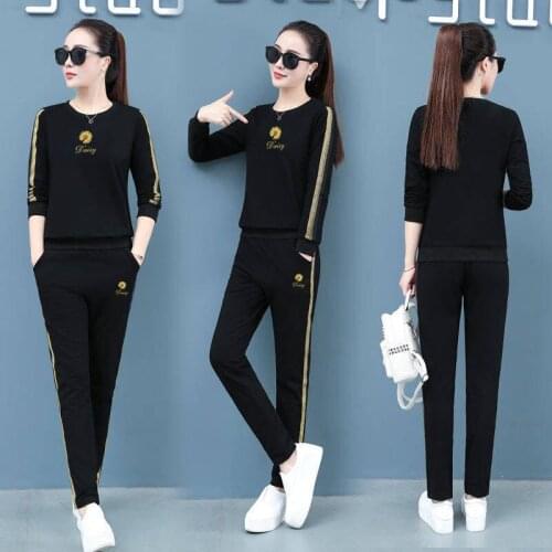 2021 Women Elegant Fashion Casual Suit Sets Female Stylish Two Pieces Cold Shoulder Side Stripe Top & Pant Sets