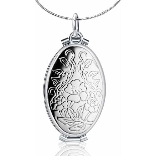 Fashion Woman Vintage Necklace 925 Sterling Silver/gold Pendants With Beautiful Patterns Oval Shape Women Necklaces