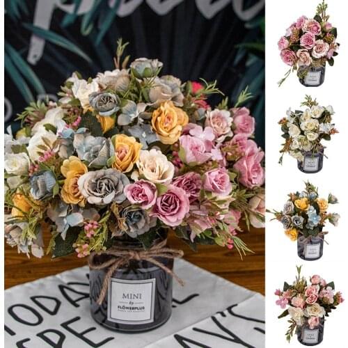 1Pc Artificial Rose Flower Fake Plant Wedding Party Restaurant Hotel Home Decor Fashion