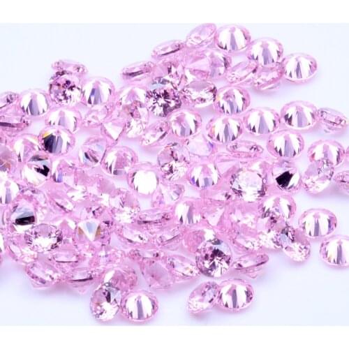 1000pcs AAAAA+ 0.8-4mm CZ Stone Round Cut Beads Pink Color Cubic Zirconia Synthetic Gems For Jewelry