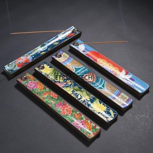 20pcs Ceramic Enamel Incense Stick Holder Burning Joss Insence Box Burner Ash Catcher Home Incense Burner