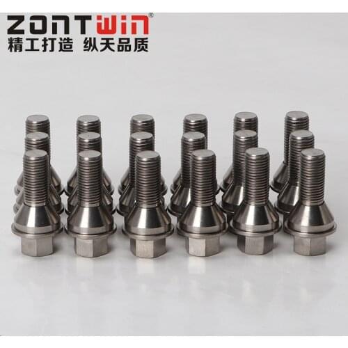 20 Pieces of GR5 titanium alloy forged wheel bolts, M14*1.5 taper, 28mm tooth length, suitable for BMW E65, Maserati