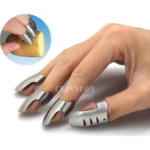 200Set 4Pcs/Set Adjustable Stainless Steel Finger Hand Guard Finger Protector Knife Slice Chop Safe Slice Cooking Tool