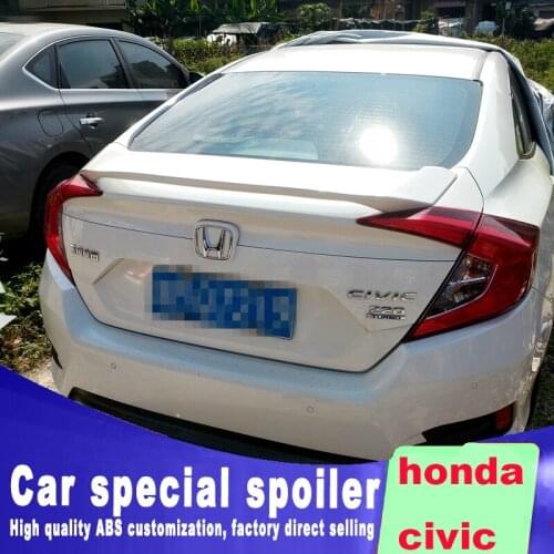2015 2016 2017 2018 new design big spoiler for honda civic by primer or balck white color paint ABS high quality spoiler
