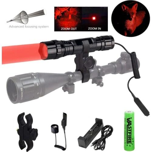 300 Yard Portable Ultra Bright Handheld red light LED IR Flashlight Zoomable Adjustable Focus Outdoor Water Resistant Torch