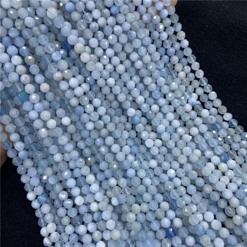 Wholesale Natural Aquamarines Faceted Beads accessories 5/6mm Fashion Charms Crystal DIY Gem Beads For Jewelry Making Bracelet