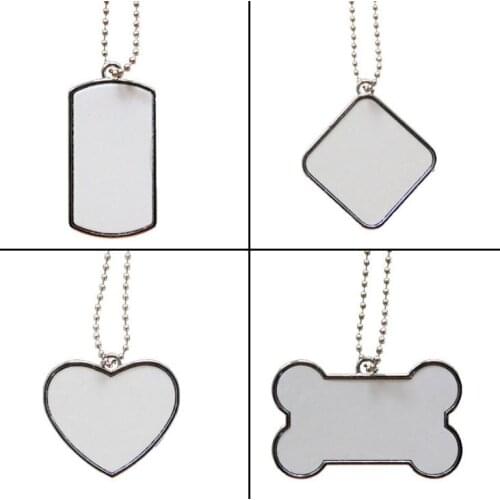 Blank white sublimation dog tag Stainless steel pet ID card Puppy Cat identification tag metal pet pendant with chain SN3728