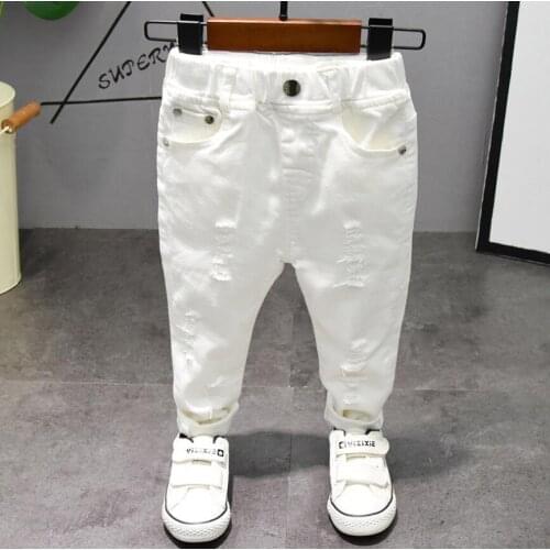 Childrens pants Chorus Clothing Pure White/Black Students Contest Straight Jeans Baby Boys Comfortable Latin Dance Trousers