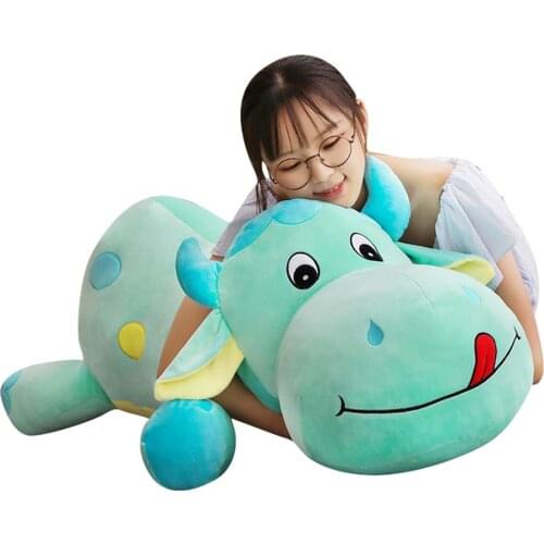 Fancytrader 43'' Cute Giant Stuffed Cattle Big Plush Cow Toy Animal Doll Hugging Pillow Kids Lover Friends Gift 110cm 3 Colors