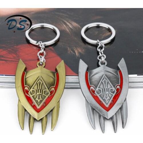 Games Jewelry League Legends Key Chain The Half-Dragon Shyvana Shield Weapon Model Keychain Metal Trinket Keyrings llaveros