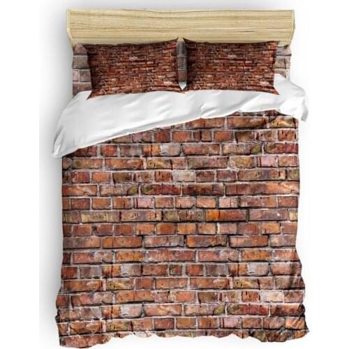 Crack In Stone Brick Wall Retro Red Stone Wallpaper Bedding Sets Duvet Set Covers Abraham Birthday 3 Piece Bedding