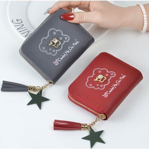 Women Cute Elephant Wallets Lady Short Moneybags Tassels Zipper Coin Purse Cards ID Holder Billfold Woman Wallet Flap Mini Bags