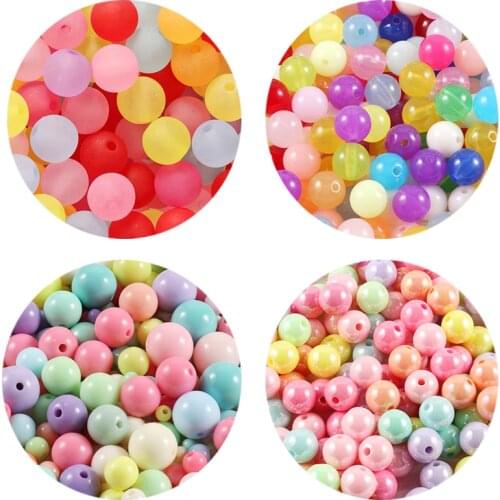 20/100/300/500pcs/lot 4-12mm Multi Colors Acrylic Round Beads For DIY Bracelets & Necklaces Jewelry Makings Accessories