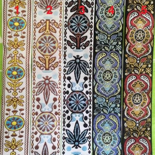 50mm 5cm 2'' quality thick durable Dog Callor Backpack Guitar Camera Strap Webbing National Jacquard Ribbon south America Woven