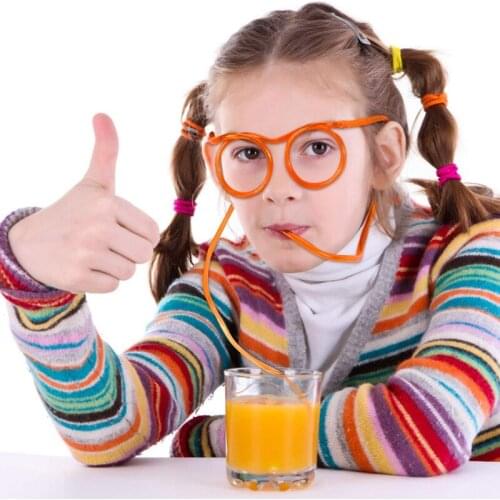 Hot Funny Soft Glasses Straw Unique Flexible Drinking Tube Kids Party Accessories Colorful Plastic Drinking Straws