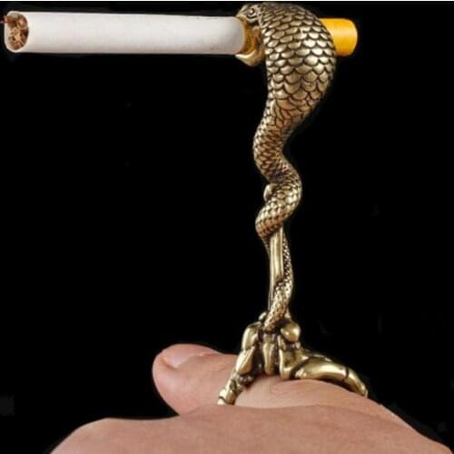 Cobra Design Gangster Metal Finger Clip Smoking Finger Ring Copper Cigaret Holder Ring for Men Women Smoking Accessories