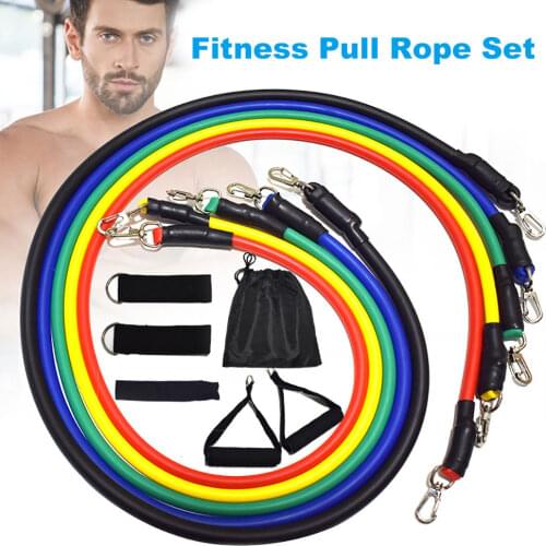 MOVIGOR 11PCS/set Pull Rope Fitness Exercises Resistance Bands set Latex Tubes Pedal Men Exerciser Body Training Workout Yoga